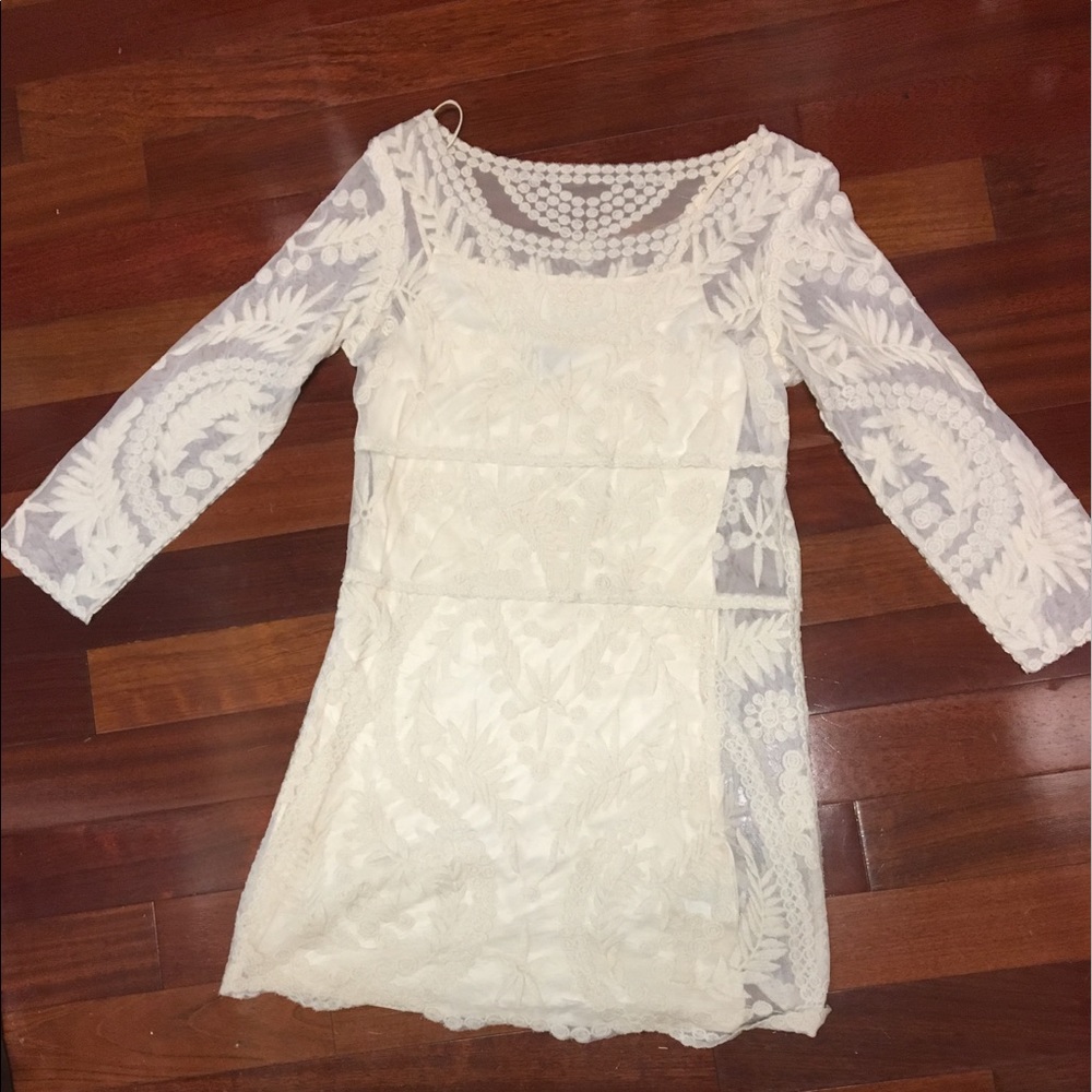 Express cream lace dress